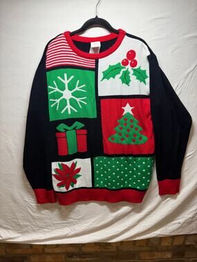 Unisex XL Forum Novelties Ugly Christmas Sweater Patchwork